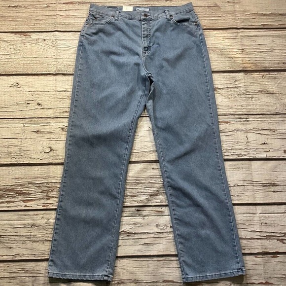 Lee Womens Jeans size 18 Tall Long x34"inseam Medium Wash Denim Relaxed Straight - Picture 2 of 12
